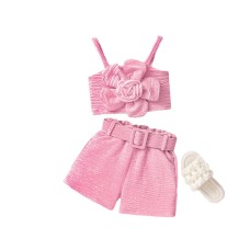 flower suspender shorts headband belt set