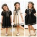 Leopard collar puffy dress