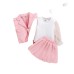 Hollow out long sleeved top paired with pleated skirt set