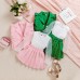 Hollow out long sleeved top paired with pleated skirt set