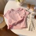 Girls' T-Shirt with Lace Ruffle Peter Pan Collar, Short Sleeve Casual Top, Summer Outfit