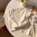 Girls' T-Shirt with Lace Ruffle Peter Pan Collar, Short Sleeve Casual Top, Summer Outfit
