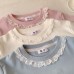 Girls' T-Shirt with Lace Ruffle Peter Pan Collar, Short Sleeve Casual Top, Summer Outfit