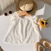 Girls Summer Sleeveless Ruffled Lace Top with Floral Trim New Design, Off-Shoulder Blouse