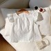 Girls Summer Sleeveless Ruffled Lace Top with Floral Trim New Design, Off-Shoulder Blouse
