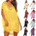 Cropped Women's V-Neck Hand-Crocheted Patchwork Cover-Up