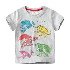 Children's Short Sleeve T-Shirt Summer New Style Night Glow Dinosaur Pattern Innerwear Kids Clothing