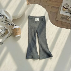 FashionableGirls' Flared Pants Solid ColorStretchy Bottoms for Kids