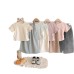 Cute Girls' Summer Outfit Set: Fitted Short Sleeve Top with Wide Leg Harajuku PantsLoose Summer Pants Two-Piece Set