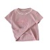 Cute Fitted Short Sleeve T-Shirt for Girls with Lace Peter Pan Collar and Bow Summer Fashion Top