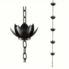Metal Lotus Rain Chain for Gutters, 8.5ft Decorative Downspout Extension, Garden Outdoor Water Feature, Rust Resistant