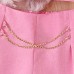 Solid color bow vest with hanging chain shorts two-piece set