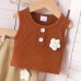 Flower vest denim pants set