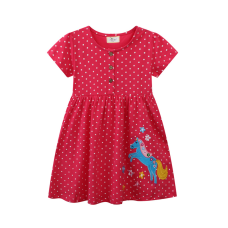 Floral Print Short Sleeve Princess A-Line Children's Dress
