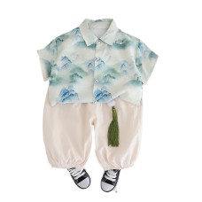 Collar short sleeved shirt set