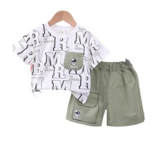 Full printed short sleeved two-piece set