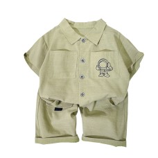 Flip collar short sleeved top shorts three piece set