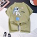 Flip collar short sleeved top shorts three piece set