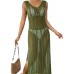 Ladies' Vacation Beach Dress, Hollow Knit Sleeveless Maxi Dress