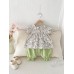 Girls' Summer Outfit Set Floral Print  Short Sleeve Two-Piece Set, Fashionable Kids Clothes