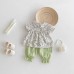 Girls' Summer Outfit Set Floral Print  Short Sleeve Two-Piece Set, Fashionable Kids Clothes