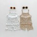 Girls' Floral Strap Set Summer Outfit, Cotton Two-Piece Baby Clothing, Lightweight Summer Wear