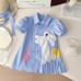 Girls' Rabbit Dress Cotton Short Sleeve Casual Shirt Dress Summer Princess Dress Kids Dress