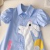 Girls' Rabbit Dress Cotton Short Sleeve Casual Shirt Dress Summer Princess Dress Kids Dress