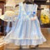 Girls' Dress Summer Fashion Chiffon Strap Princess Dress with Tulle Tulip Two-Piece Set