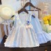 Girls' Dress Summer Fashion Chiffon Strap Princess Dress with Tulle Tulip Two-Piece Set