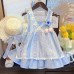 Girls' Dress Summer Fashion Chiffon Strap Princess Dress with Tulle Tulip Two-Piece Set