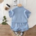 Half zip lapel short sleeved two-piece set