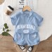 Half zip lapel short sleeved two-piece set