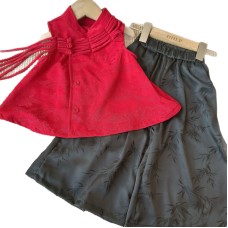 Cute Princess Style Two-Piece Set for Girls Fashionable Short Sleeve Outfit for Toddler and Kids
