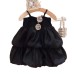 Elegant Pure Color Retro Highbrow Style Sleeveless High-Waisted Bloomed Tiered Dress for Girls
