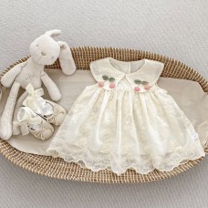 Girls' Summer Dress New Style Baby Girl Sweet Flower Embroidery Princess Dress Ruffle Sleeveless Tank Dress