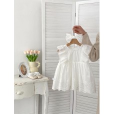 Cute Flutter Sleeve Baby Romper Dress for Girls, Summer Forest Style Infant Onesie with Hairband Included