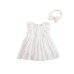 Cute Flutter Sleeve Baby Romper Dress for Girls, Summer Forest Style Infant Onesie with Hairband Included
