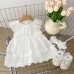 Cute Flutter Sleeve Baby Romper Dress for Girls, Summer Forest Style Infant Onesie with Hairband Included
