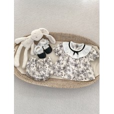 Floral two-piece set for baby girlsshort sleeve top + bloomer pants