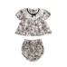 Floral two-piece set for baby girlsshort sleeve top + bloomer pants