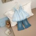 Cute Butterfly Bow Sleeveless Blouse for Girls, Thin Floral Lace Princess Style Top Cute Butterfly Bow Sleeveless Blouse for Girls, Thin Floral Lace Princess Style Top