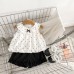 Cute Polka Dot Bow Sleeveless Vest and Shorts Set for Girls, Summer Two-Piece Outfit