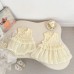 Cute Girl Summer Dress for Baby Girl,Embroidered Knot Lace Bloom Dress, Sister Matching Outfit