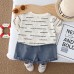 Color blocking pocket round neck top shorts set