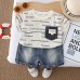 Color blocking pocket round neck top shorts set