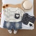 Color blocking pocket round neck top shorts set