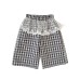 Girls' Summer Lightweight Breathable Wide-Leg Pants with Lace Trim, Three-Color Plaid, Bow Detail, Versatile 9/10th Length Trousers