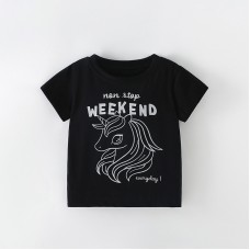Round neck short sleeved T-shirt