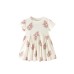 Flower pattern round neck short sleeved dress